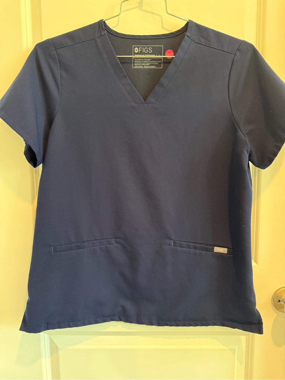 FIGS Navy Short Sleeve V-Neck Scrub Top